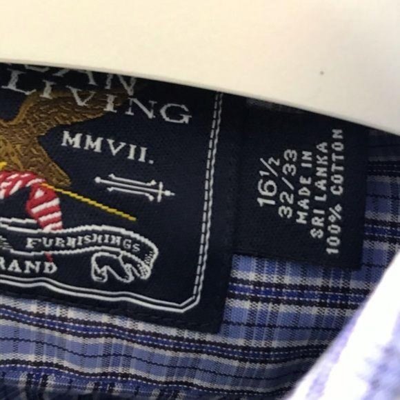 American Living Blue Plaid Shirt 16 1/2 - Picture 6 of 9